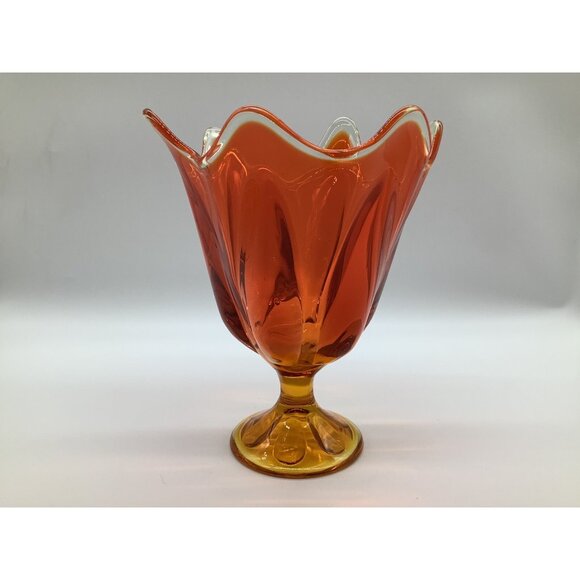 Viking Vintage 6 Pedal Amberina Vase MCM Collectible Art Glass 9 Inches Tall - Picture 5 of 12